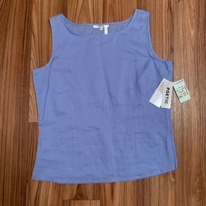 Poetic Blue Tank Top Zips Up The Side Size 10